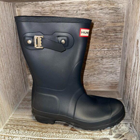 Hunter Womens Original Short Boots Waterproof Rain Navy Blue Matte - Picture 4 of 10